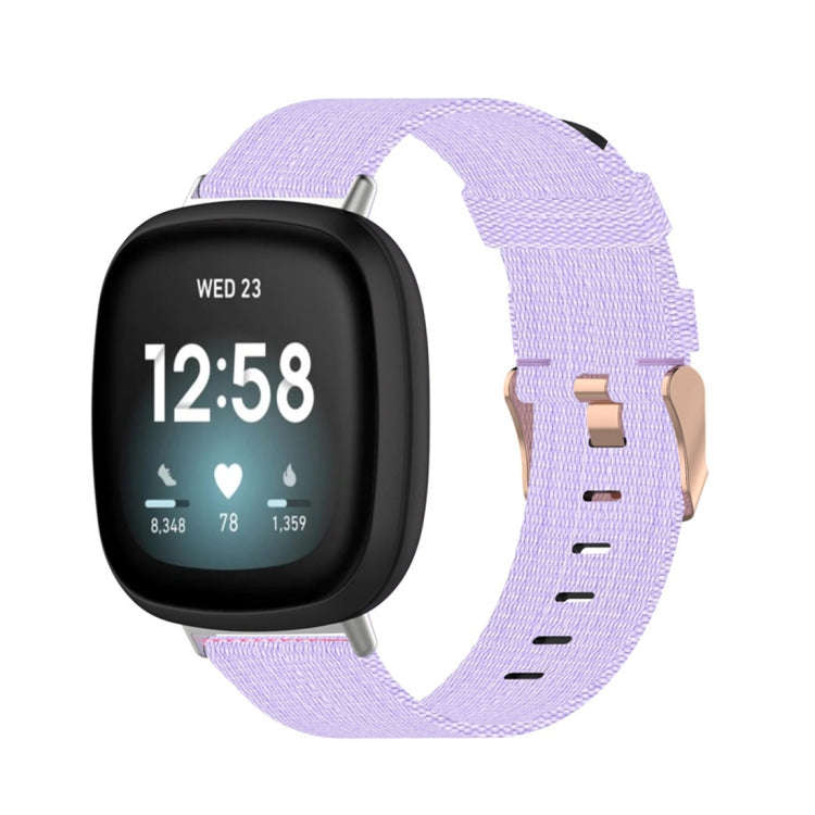 For Fitbit Versa 3 / Fitbit Sense Nylon Canvas Strip Texture Watch Band, Size: Free Size(Light Pu...