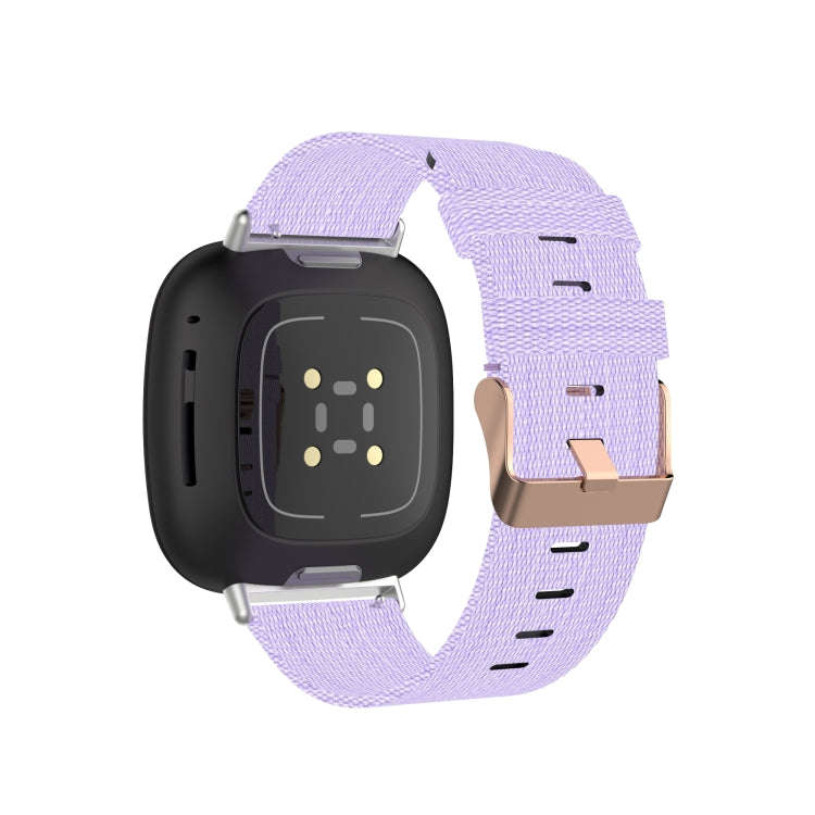 For Fitbit Versa 3 / Fitbit Sense Nylon Canvas Strip Texture Watch Band, Size: Free Size(Light Pu...
