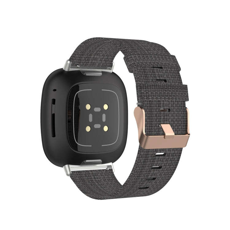 For Fitbit Versa 3 / Fitbit Sense Nylon Canvas Strip Texture Watch Band, Size: Free Size(Dark Gray)