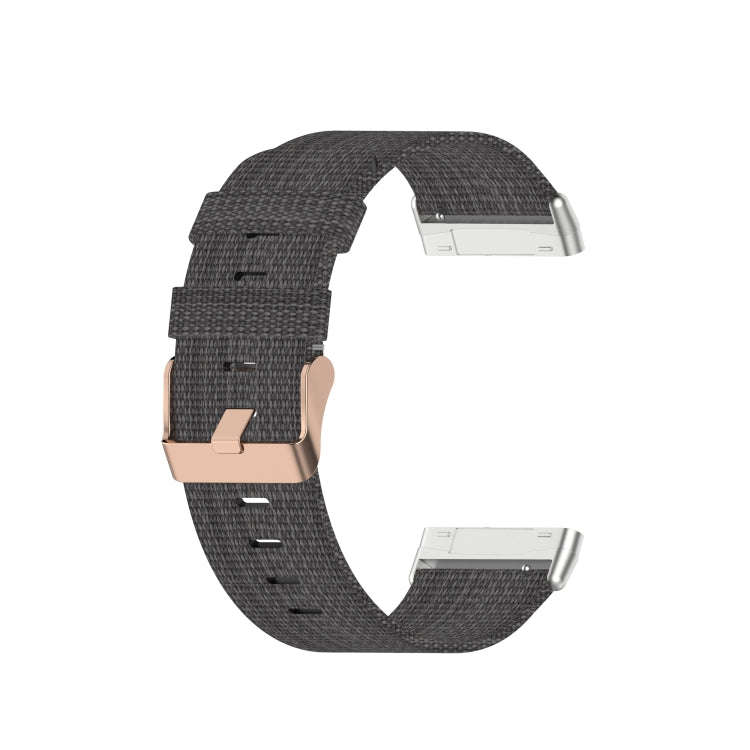 For Fitbit Versa 3 / Fitbit Sense Nylon Canvas Strip Texture Watch Band, Size: Free Size(Dark Gray)