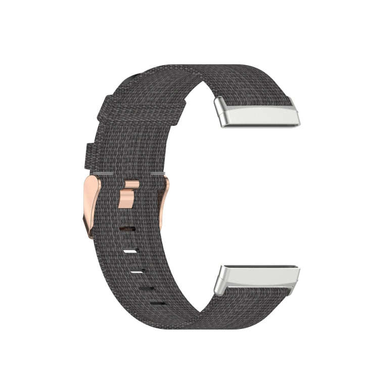 For Fitbit Versa 3 / Fitbit Sense Nylon Canvas Strip Texture Watch Band, Size: Free Size(Dark Gray)