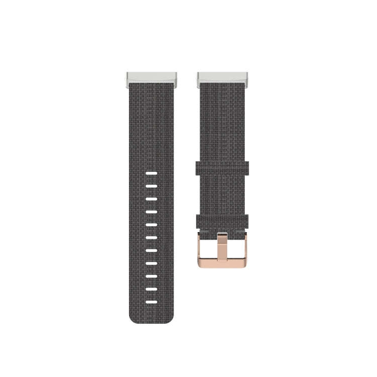 For Fitbit Versa 3 / Fitbit Sense Nylon Canvas Strip Texture Watch Band, Size: Free Size(Dark Gray)
