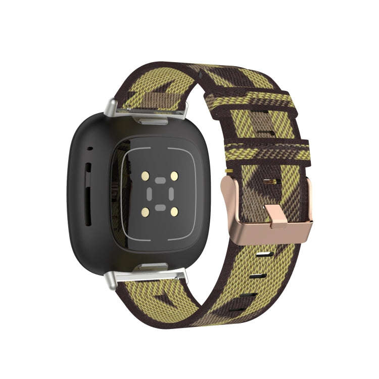 For Fitbit Versa 3 / Fitbit Sense Nylon Canvas Strip Texture Watch Band, Size: Free Size(Yellow)