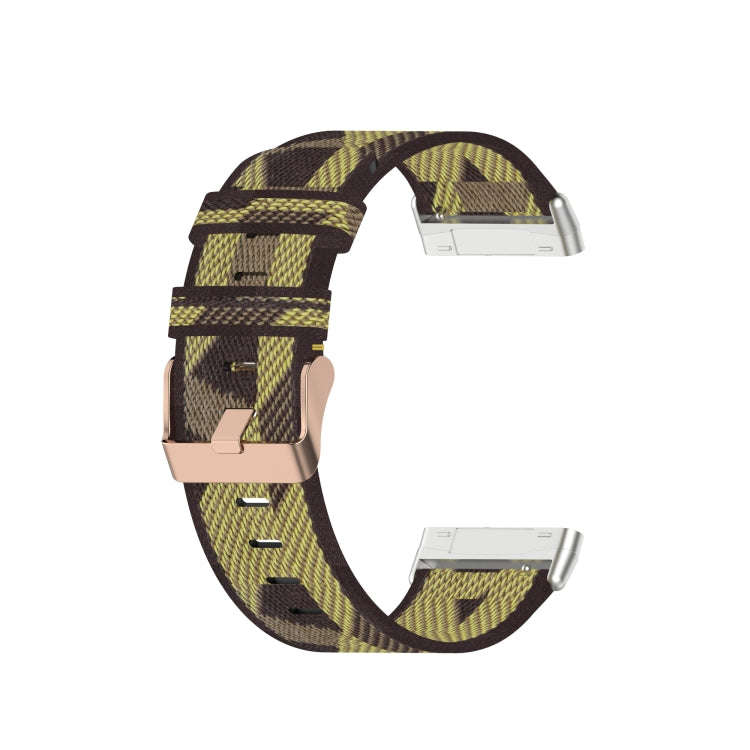 For Fitbit Versa 3 / Fitbit Sense Nylon Canvas Strip Texture Watch Band, Size: Free Size(Yellow)