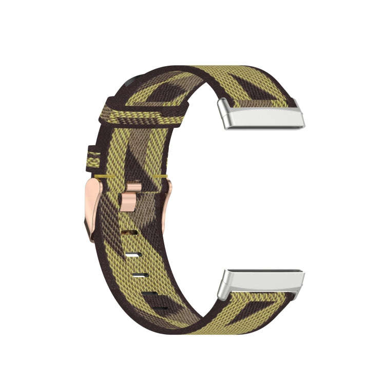 For Fitbit Versa 3 / Fitbit Sense Nylon Canvas Strip Texture Watch Band, Size: Free Size(Yellow)