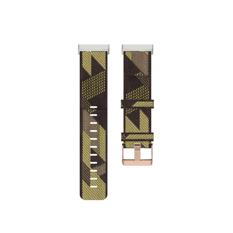 For Fitbit Versa 3 / Fitbit Sense Nylon Canvas Strip Texture Watch Band, Size: Free Size(Yellow)