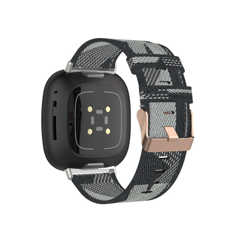 For Fitbit Versa 3 / Fitbit Sense Nylon Canvas Strip Texture Watch Band, Size: Free Size(Gray)