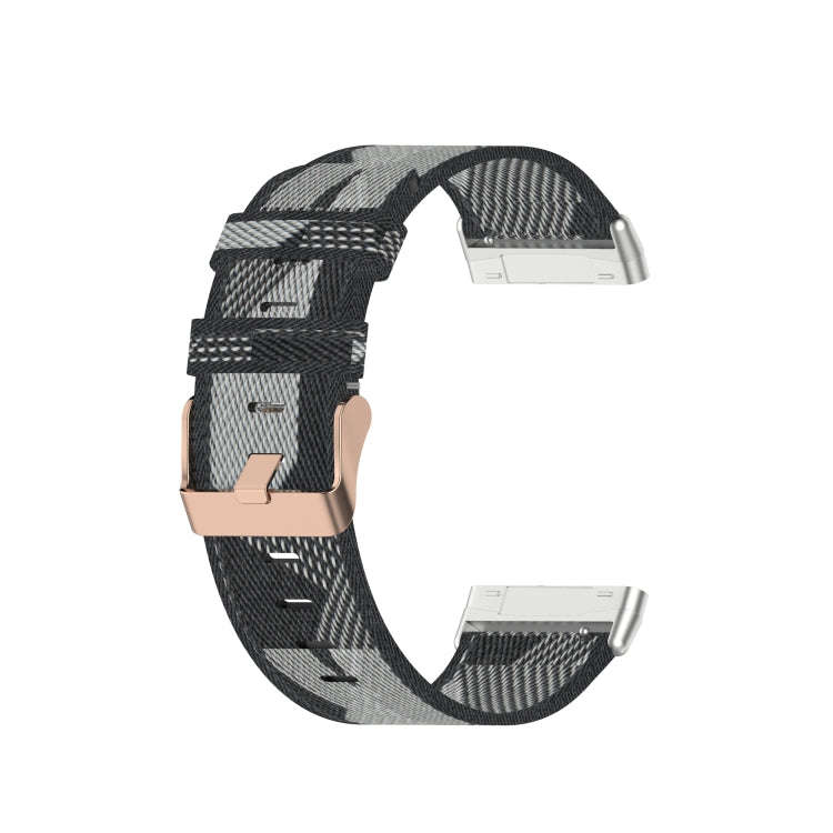 For Fitbit Versa 3 / Fitbit Sense Nylon Canvas Strip Texture Watch Band, Size: Free Size(Gray)