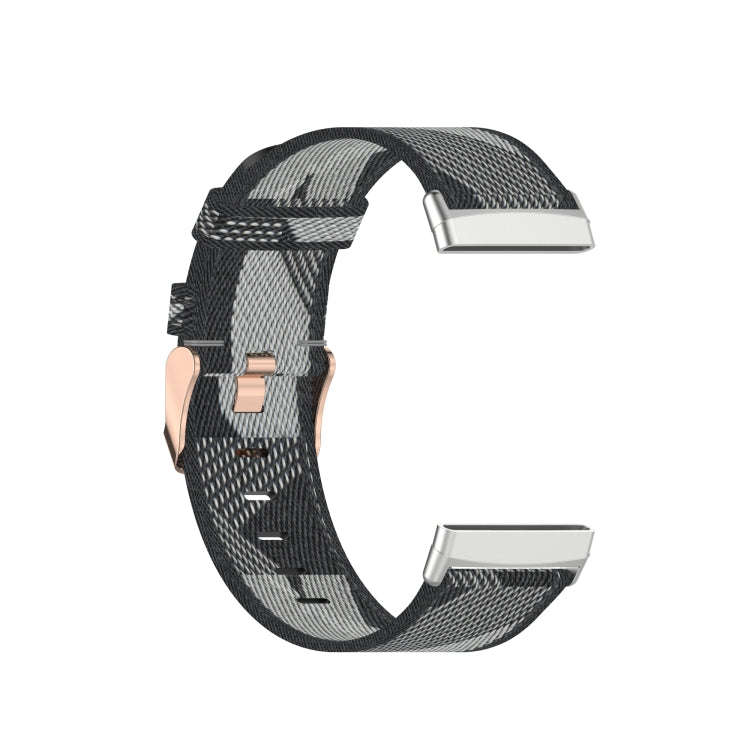 For Fitbit Versa 3 / Fitbit Sense Nylon Canvas Strip Texture Watch Band, Size: Free Size(Gray)