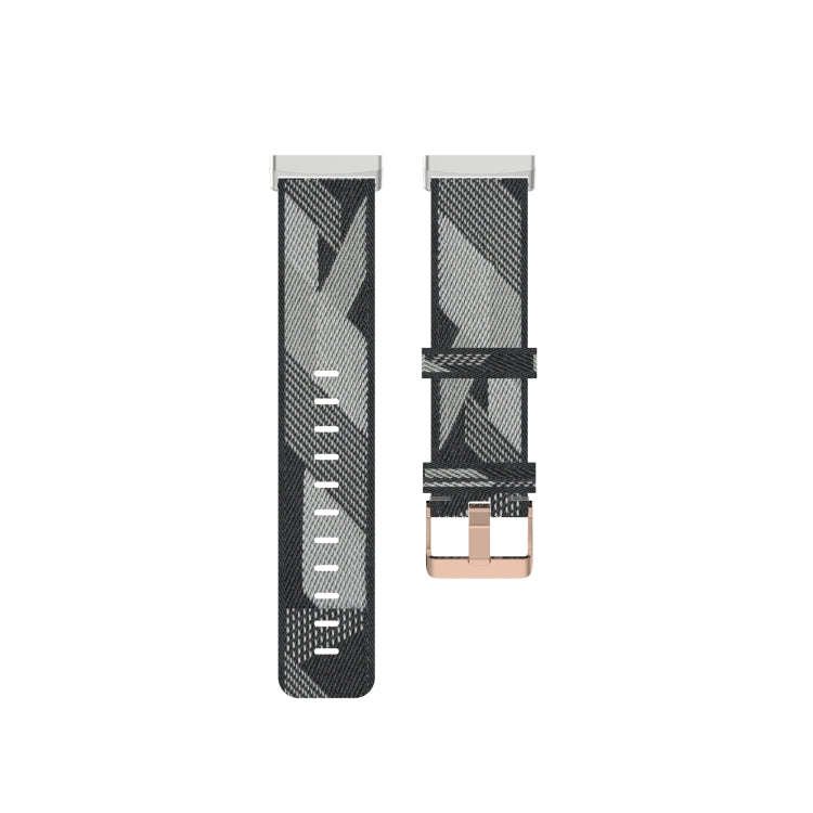 For Fitbit Versa 3 / Fitbit Sense Nylon Canvas Strip Texture Watch Band, Size: Free Size(Gray)