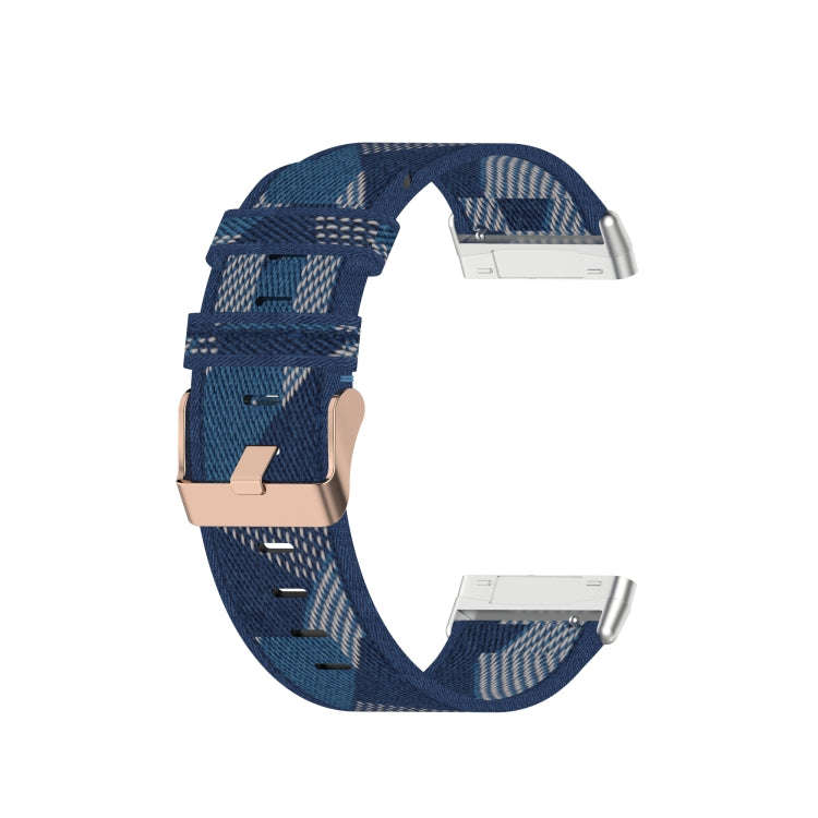 For Fitbit Versa 3 / Fitbit Sense Nylon Canvas Strip Texture Watch Band, Size: Free Size(Blue)