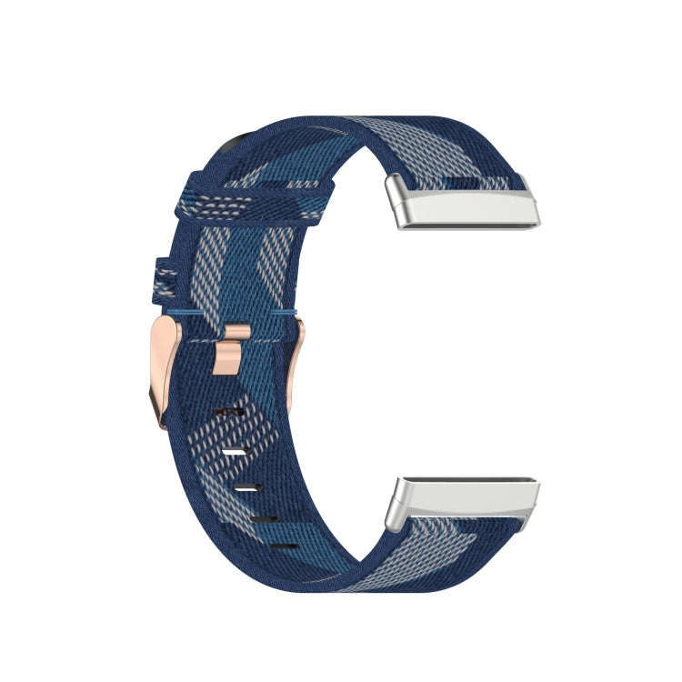 For Fitbit Versa 3 / Fitbit Sense Nylon Canvas Strip Texture Watch Band, Size: Free Size(Blue)