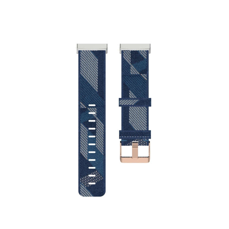 For Fitbit Versa 3 / Fitbit Sense Nylon Canvas Strip Texture Watch Band, Size: Free Size(Blue)