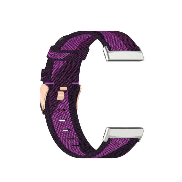 For Fitbit Versa 3 / Fitbit Sense Nylon Canvas Strip Texture Watch Band, Size: Free Size(Purple)