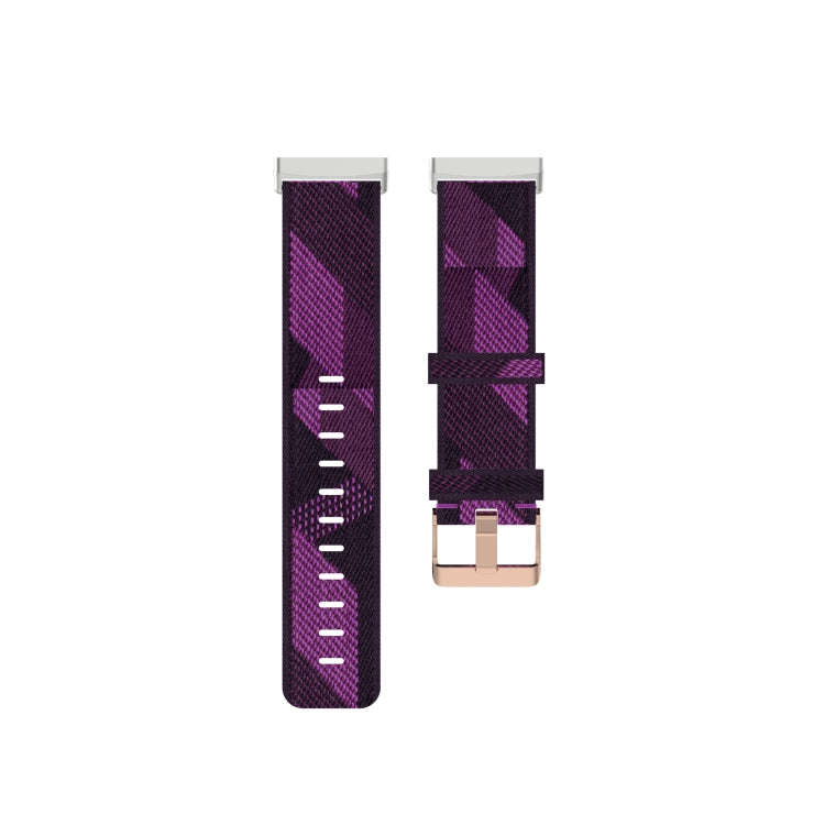 For Fitbit Versa 3 / Fitbit Sense Nylon Canvas Strip Texture Watch Band, Size: Free Size(Purple)
