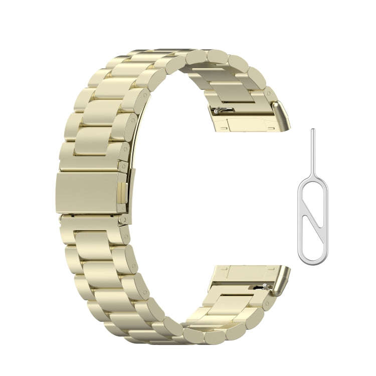 For Fitbit Versa 3 / Fitbit Sense 3-Beads Stainless Steel Watch Band with Disassembly Tools(Offic...