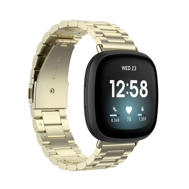 For Fitbit Versa 3 / Fitbit Sense 3-Beads Stainless Steel Watch Band with Disassembly Tools(Offic...