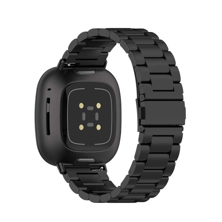 For Fitbit Versa 3 / Fitbit Sense 3-Beads Stainless Steel Watch Band with Disassembly Tools(Black)
