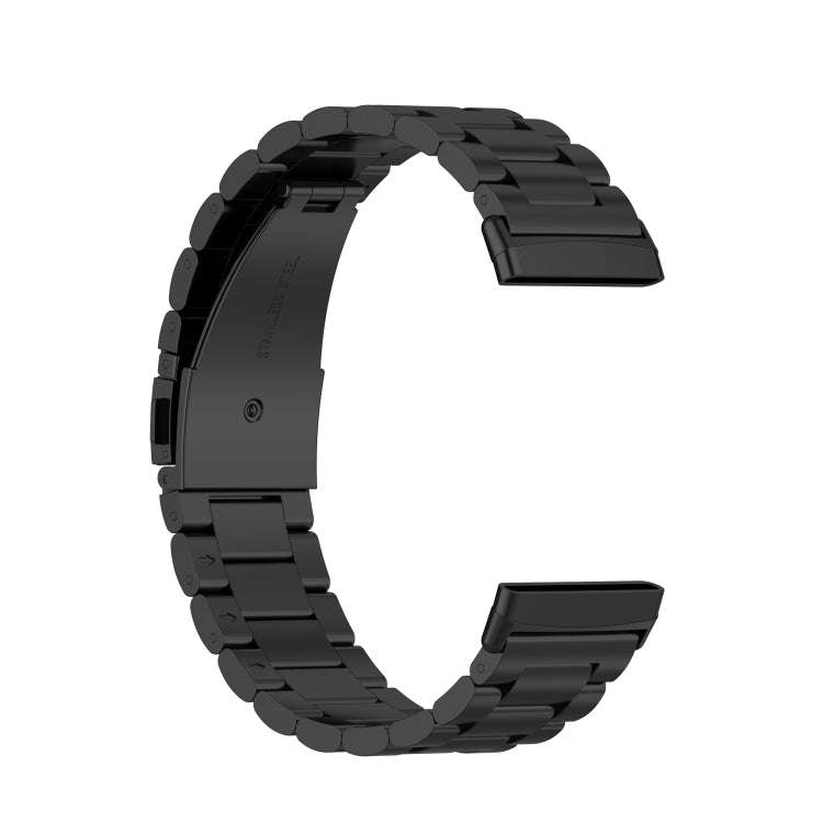 For Fitbit Versa 3 / Fitbit Sense 3-Beads Stainless Steel Watch Band with Disassembly Tools(Black)