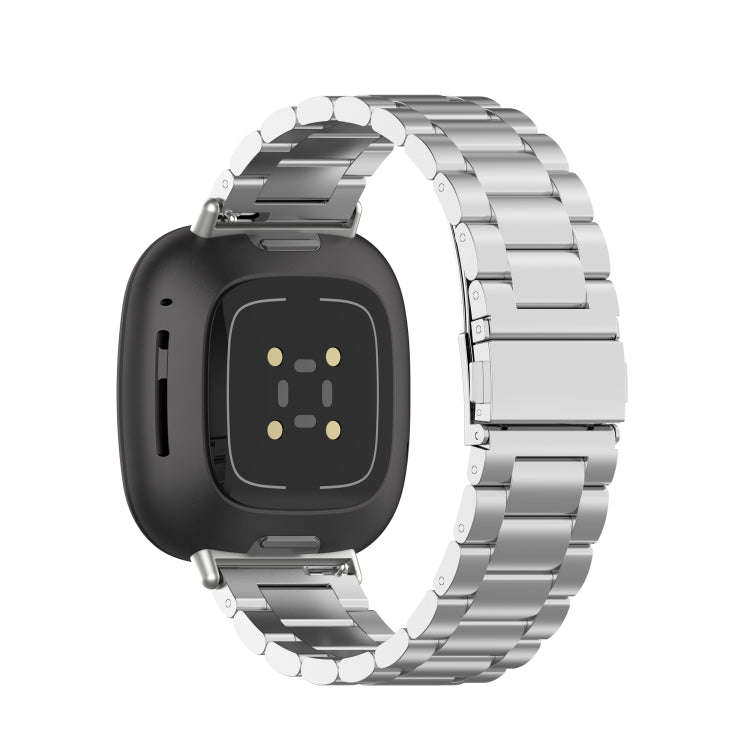 For Fitbit Versa 3 / Fitbit Sense 3-Beads Stainless Steel Watch Band with Disassembly Tools(Silver)
