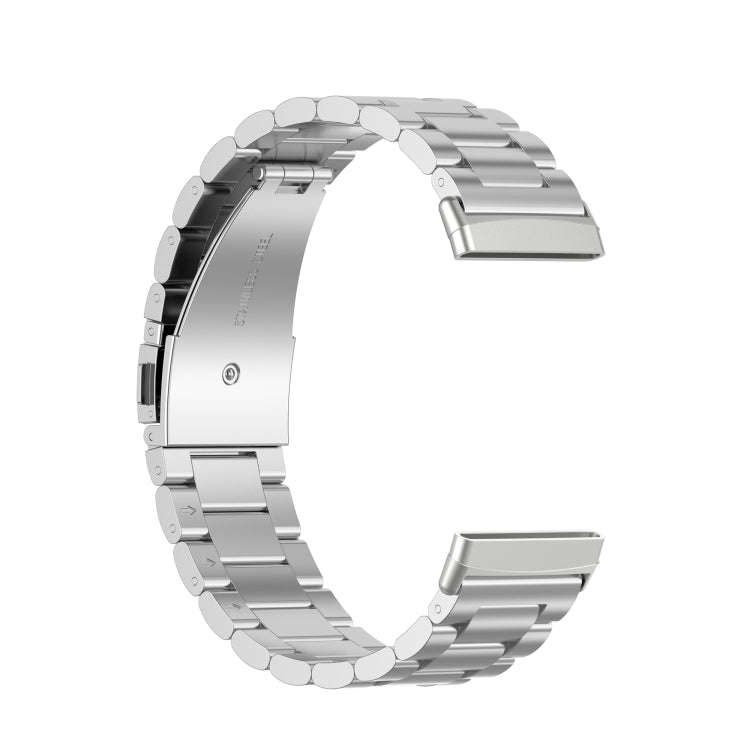 For Fitbit Versa 3 / Fitbit Sense 3-Beads Stainless Steel Watch Band with Disassembly Tools(Silver)
