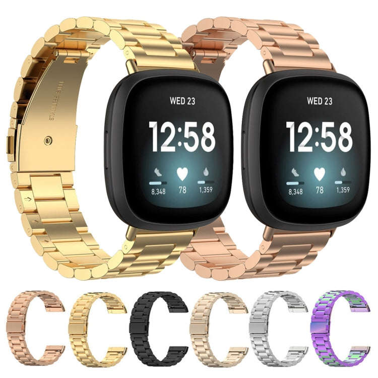 For Fitbit Versa 3 / Fitbit Sense 3-Beads Stainless Steel Watch Band with Disassembly Tools(Offic...
