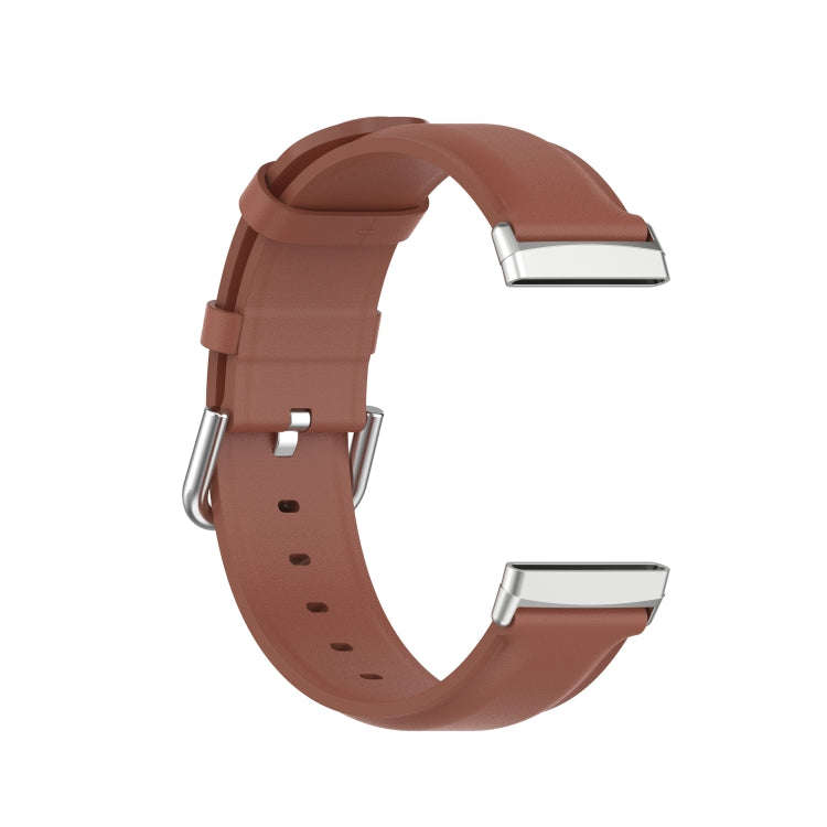 For Fitbit Versa 3 / Fitbit Sense Round Tail Leather Watch Band, Size: Free Size(Brown)