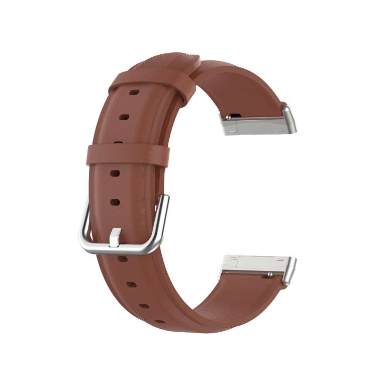 For Fitbit Versa 3 / Fitbit Sense Round Tail Leather Watch Band, Size: Free Size(Brown)