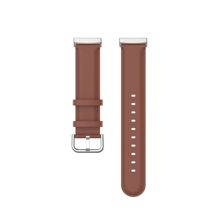 For Fitbit Versa 3 / Fitbit Sense Round Tail Leather Watch Band, Size: Free Size(Brown)