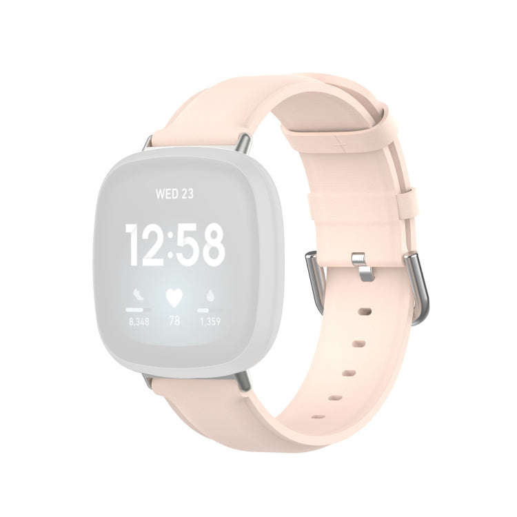 For Fitbit Versa 3 / Fitbit Sense Round Tail Leather Watch Band, Size: Free Size(Light Pink)