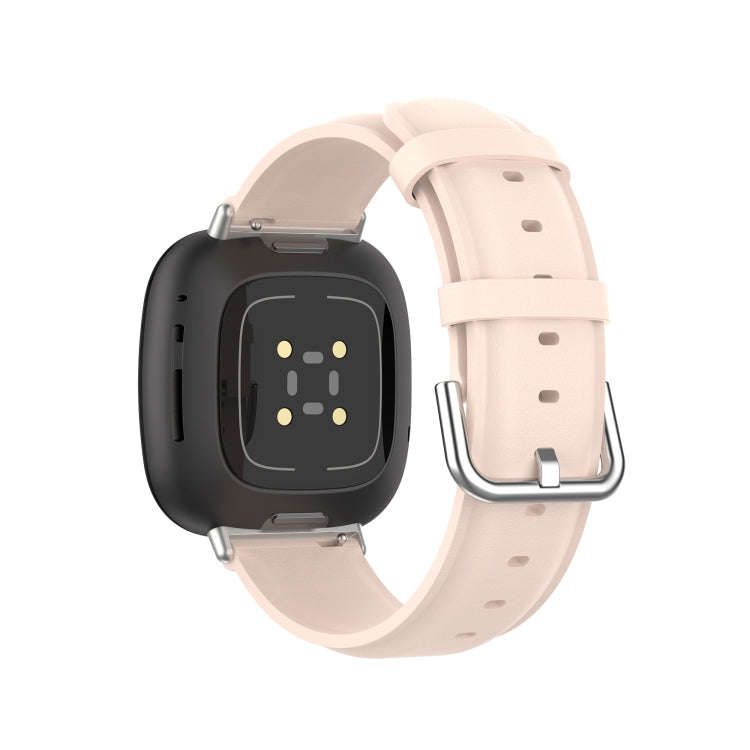 For Fitbit Versa 3 / Fitbit Sense Round Tail Leather Watch Band, Size: Free Size(Light Pink)