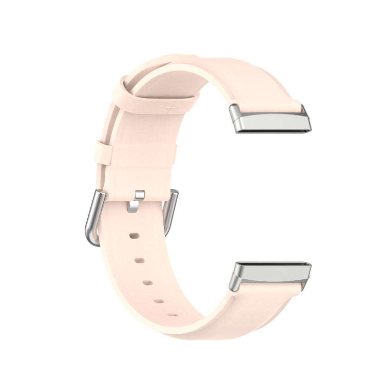 For Fitbit Versa 3 / Fitbit Sense Round Tail Leather Watch Band, Size: Free Size(Light Pink)