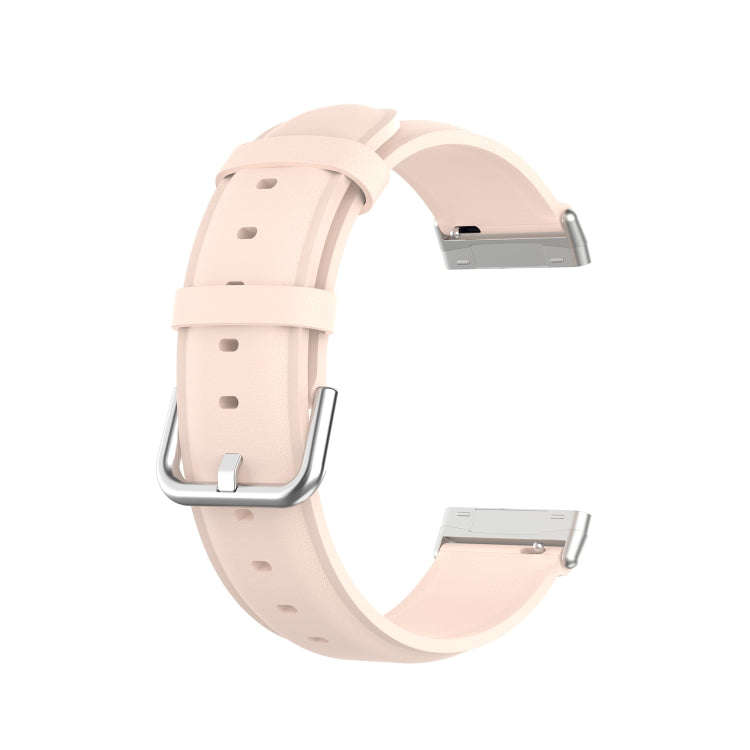 For Fitbit Versa 3 / Fitbit Sense Round Tail Leather Watch Band, Size: Free Size(Light Pink)