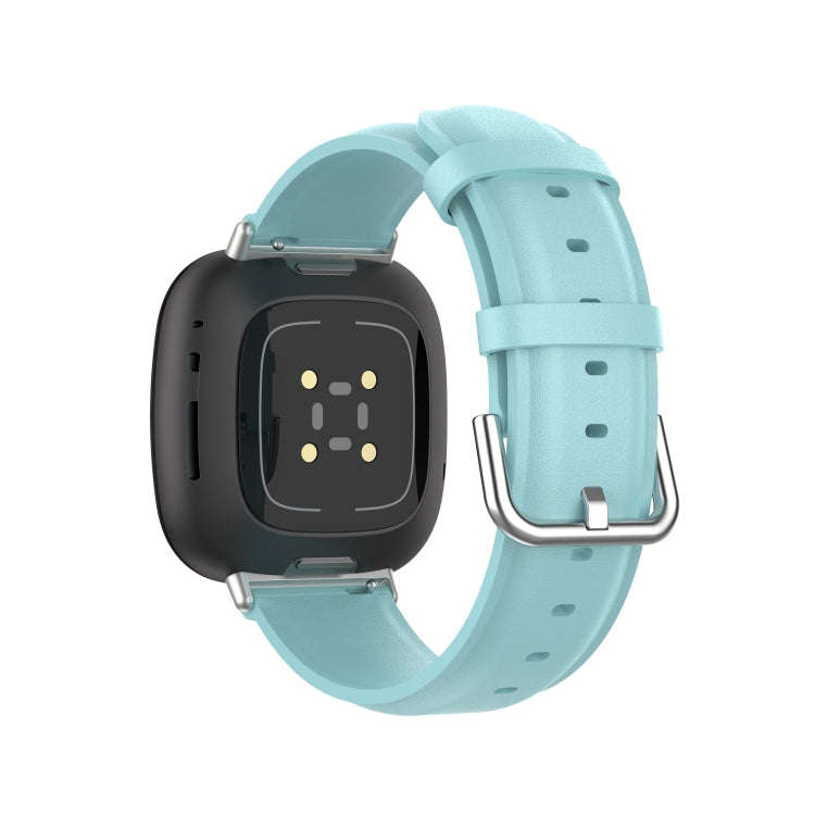 For Fitbit Versa 3 / Fitbit Sense Round Tail Leather Watch Band, Size: Free Size(Light Blue)