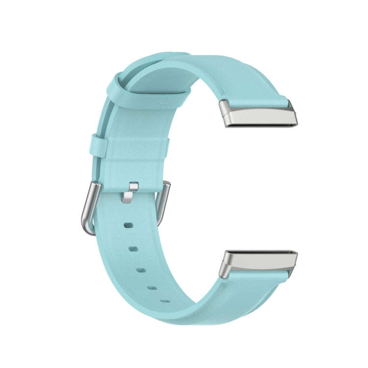 For Fitbit Versa 3 / Fitbit Sense Round Tail Leather Watch Band, Size: Free Size(Light Blue)