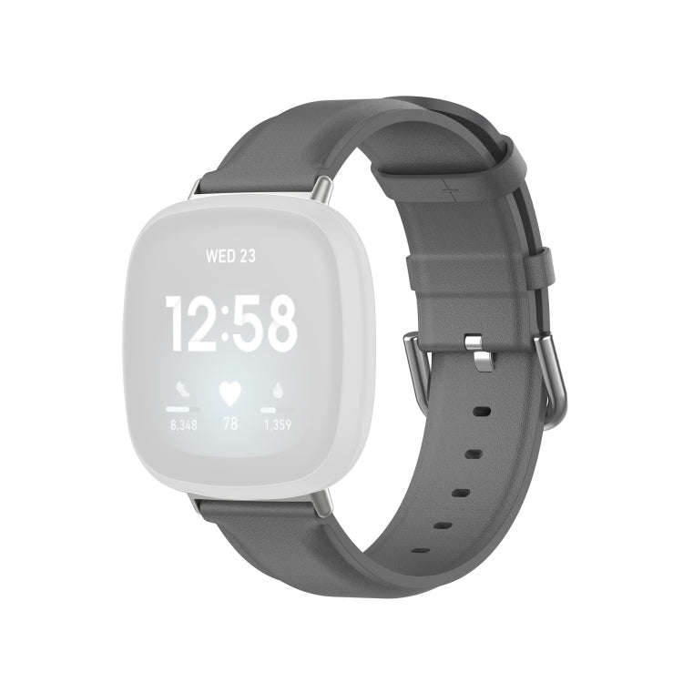 For Fitbit Versa 3 / Fitbit Sense Round Tail Leather Watch Band, Size: Free Size(Gray)