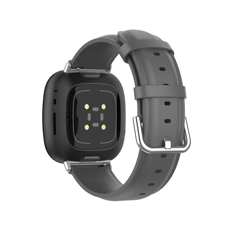 For Fitbit Versa 3 / Fitbit Sense Round Tail Leather Watch Band, Size: Free Size(Gray)
