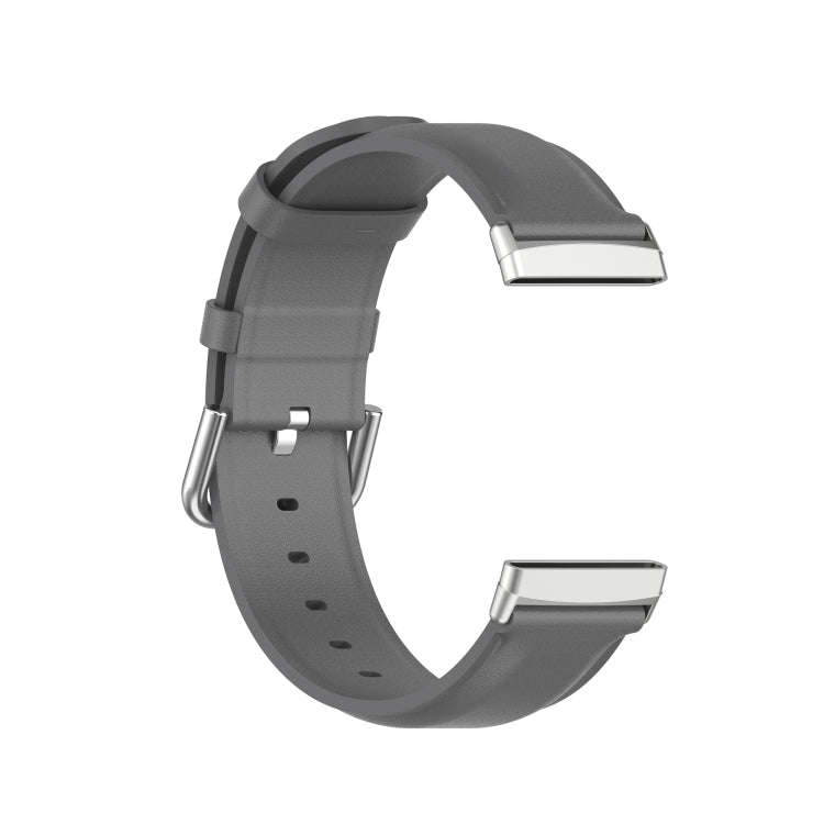 For Fitbit Versa 3 / Fitbit Sense Round Tail Leather Watch Band, Size: Free Size(Gray)