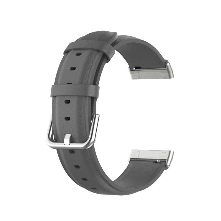 For Fitbit Versa 3 / Fitbit Sense Round Tail Leather Watch Band, Size: Free Size(Gray)