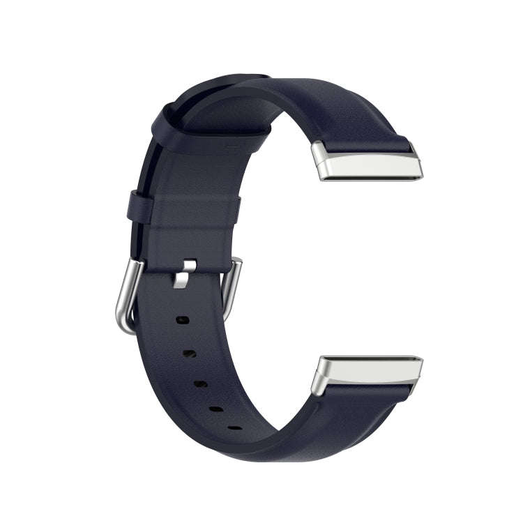 For Fitbit Versa 3 / Fitbit Sense Round Tail Leather Watch Band, Size: Free Size(Navy Blue)