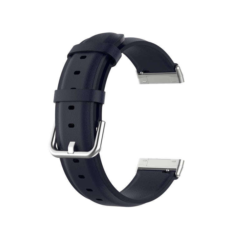 For Fitbit Versa 3 / Fitbit Sense Round Tail Leather Watch Band, Size: Free Size(Navy Blue)
