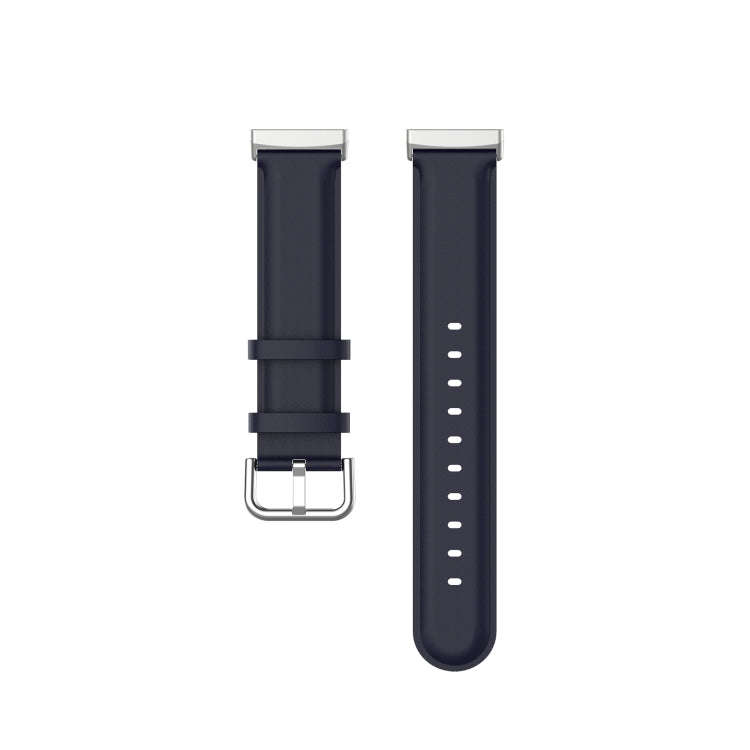 For Fitbit Versa 3 / Fitbit Sense Round Tail Leather Watch Band, Size: Free Size(Navy Blue)
