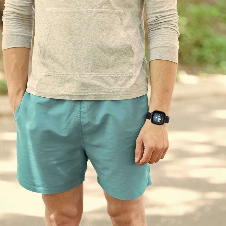 For Fitbit Versa 3 / Fitbit Sense Round Tail Leather Watch Band, Size: Free Size(Light Blue)