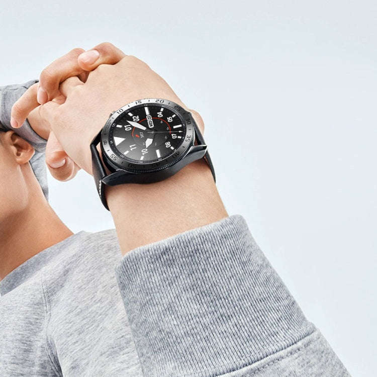 For Samsung Galaxy Watch 3 45mm Smart Watch Steel Bezel Ring, A Version(Silver Ring Black Letter)