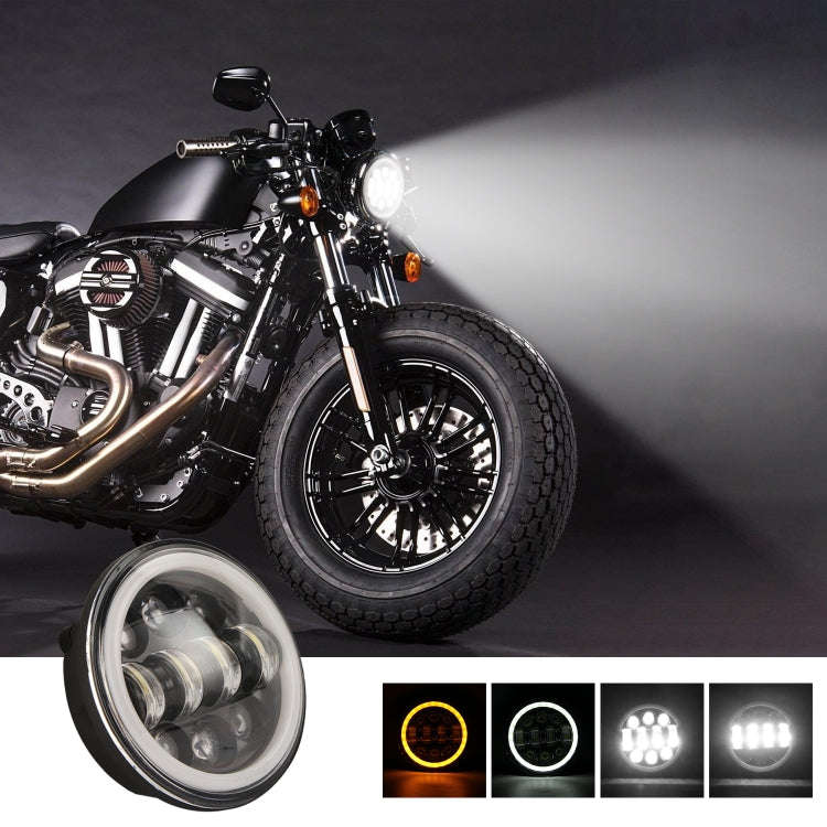 EagleVision DC9-30V 35W 6000K 4000LM 5.75 inch Round Motorcycle 6LEDs Headlight with Angel Eye fo...