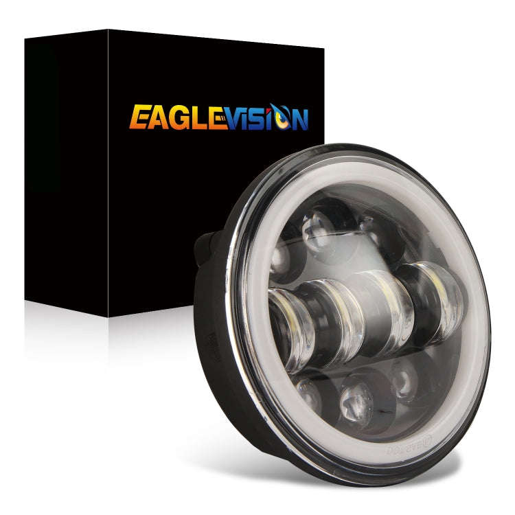 EagleVision DC9-30V 35W 6000K 4000LM 5.75 inch Round Motorcycle 6LEDs Headlight with Angel Eye fo...