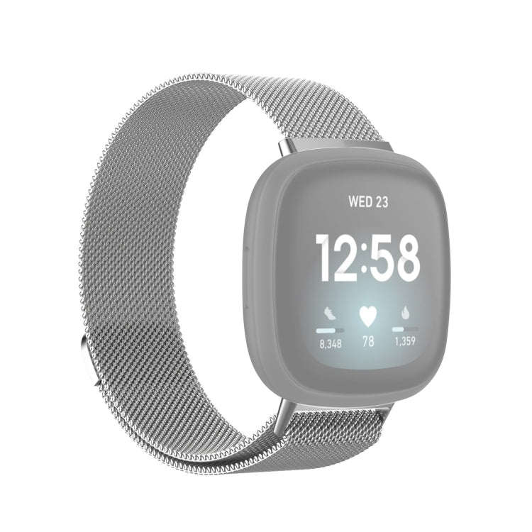 For Fitbit Versa 3 Milanese  Watch Band, Size:S 202mm(Silver)