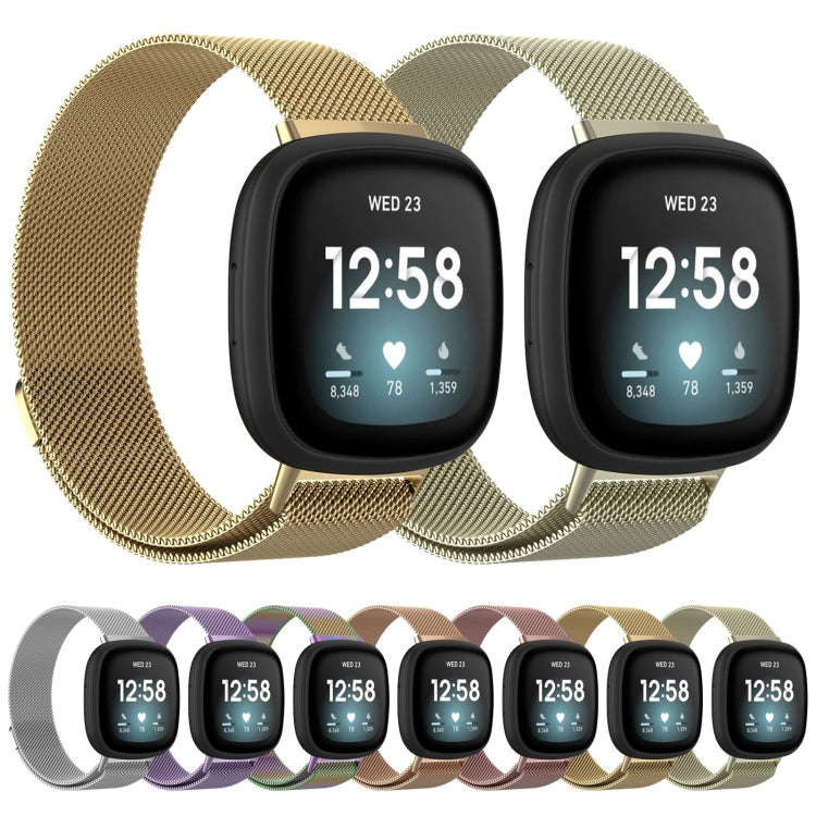For Fitbit Versa 3 Milanese  Watch Band, Size:S 202mm(Silver)