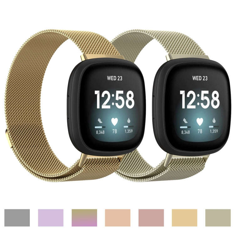 For Fitbit Versa 3 Milanese  Watch Band, Size:L 230mm(Gold)
