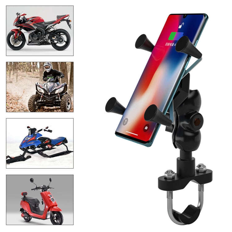 WUPP CS-1133A1 Motorcycle Four-claw X Shape Adjustable Mobile Phone Holder Bracket, Double Tap Bu...